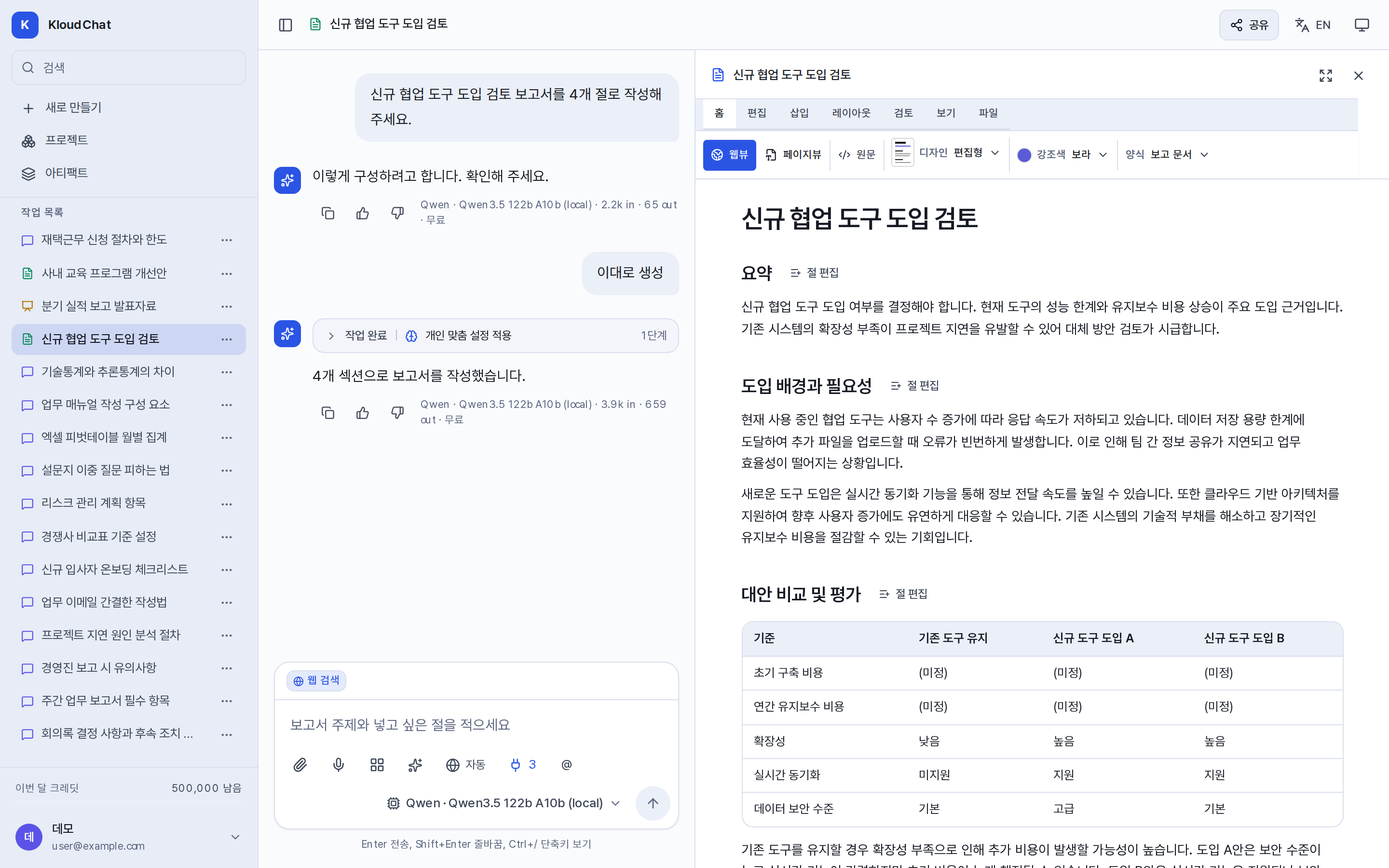작성된 보고서